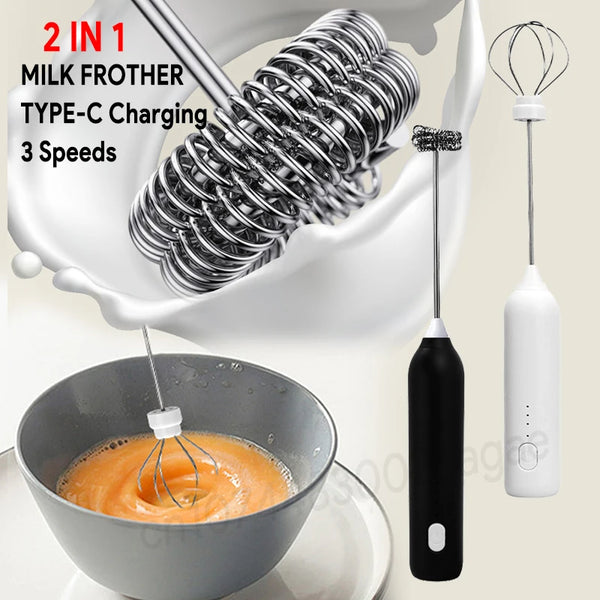 3-Speed 2 in 1 Mini Handheld Foam Maker and Whisk