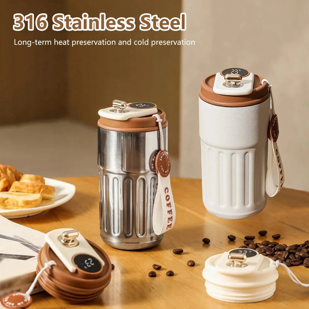 Stainless Steel Vacuum Thermos with LED Temperature Display - 450ML